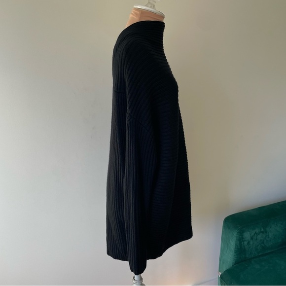 Dorothee Schumacher Virgin Wool Blend Black Chunky Ribbed Long Sweater Size 3/L - Picture 4 of 8